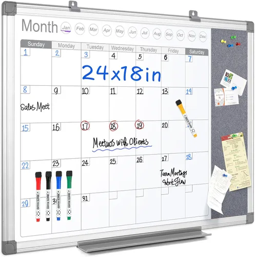 Miniatura 9 de MAKELLO Calendario magnético grande de borrado en seco, pizarra blanca trimestral, 36 x 24 pulgadas, para el hogar, dormitorio, oficina, aula, 4