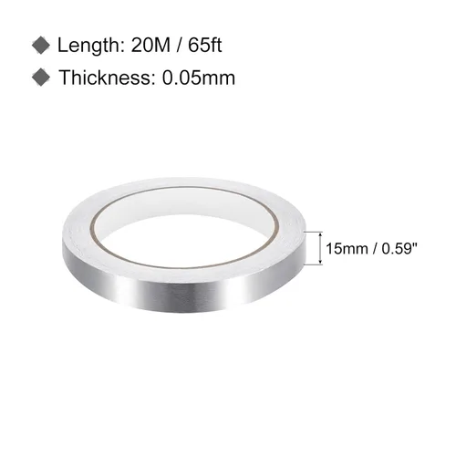Miniatura 2 de MECCANIXITY Cinta de papel de aluminio, cinta de aluminio de 0.59 pulgadas x 65 pies (1.96 mil), cinta HVAC de alta temperatura, cinta de aluminio