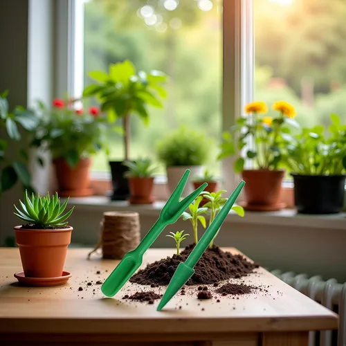 Miniatura 8 de Mini herramientas de trasplante de suculentas de mano de jardín verde, plántulas de plástico Widger, siembra, excavación, mini herramientas de mano