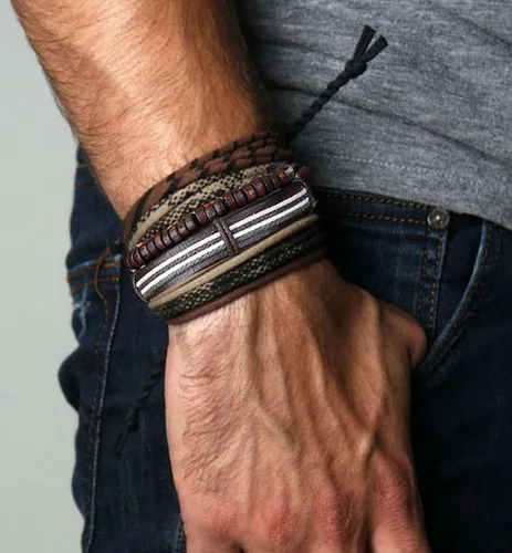 Miniatura 3 de Lolias 24 unidades Pulseras de cuero tejido para hombres y mujeres, pulseras ajustables de cuero, sin metal, L-SDL-24PSL-SMS