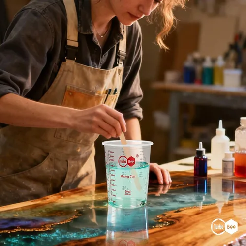 Miniatura 7 de Vasos mezcladores de resina de 20 onzas, diseño fácil de separar, paquete de 100 vasos de mezcla de plástico PP graduados para resina epoxi, pintura