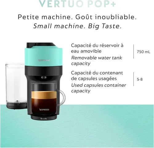 Miniatura 7 de Nespresso Vertuo Pop+ Cafetera de café y espresso de Breville, Aqua Mint