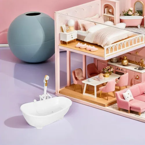 Miniatura 9 de Toyvian Bañera eléctrica de pulverización de agua Piscina con pulverizador sin batería para muñeca (blanco)