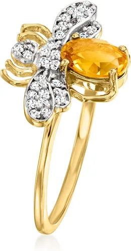 Miniatura 3 de Ross-Simons 0.40 Carat Citrine and .10 ct. t.w. Diamond Bumblebee Ring in 14kt Yellow Gold