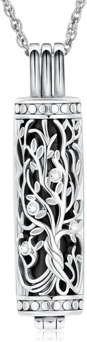 Miniatura 15 de shajwo Joyería de cremación cilíndrica, collar de cenizas de urna del árbol de la vida para mujeres y hombres, vial de cremación de cenizas