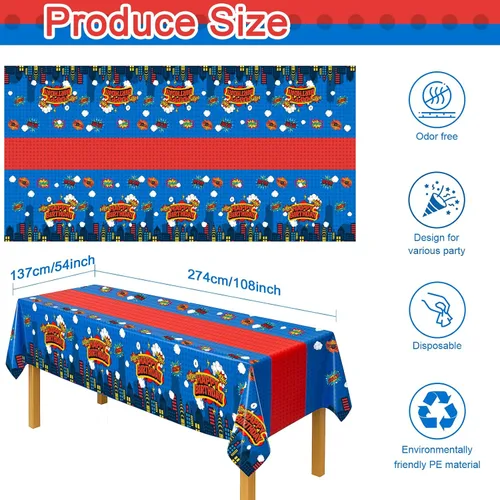 Miniatura 6 de Mantel rectangular de 3 piezas para decoración de fiestas de cumpleaños, mantel de plástico de 108 x 54 pulgadas, desechable, suministros