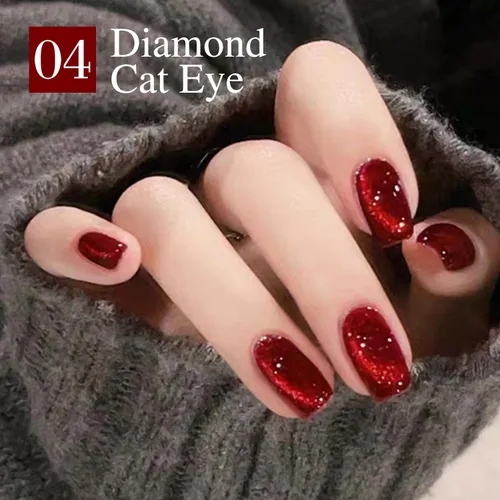 Miniatura 4 de Double Rhythm Juego de esmaltes de gel de ojo de gato, 6 colores, purpurina brillante con imán, holográfico, reflectante, magnético, UV, kit de arte