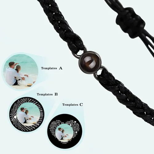 Miniatura 6 de Pulseras de proyección personalizadas con fotos, pulseras personalizadas para parejas con fotos de mascotas familiares para parejas, joyería
