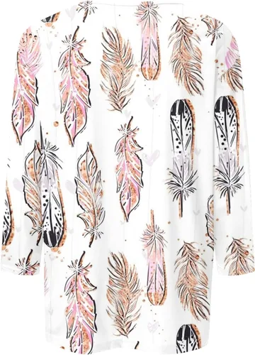 Miniatura 3 de LPIGOH Camisetas de manga 34 para mujer, estilo casual, con estampado floral, cuello redondo, camisetas básicas, ajustadas, camisetas de primavera