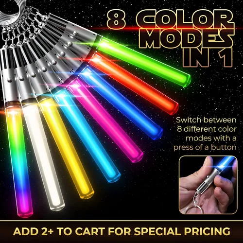 Miniatura 8 de LIGHTSABER - Llavero con luz LED, sable de luz brillante, 8 modos de cambio de color, 3 llaveros incluidos