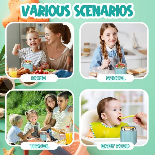 Miniatura 5 de Termo para comida caliente para niños – 15.2 onzas, tarro de comida aislado a prueba de fugas, termo de sopa, recipientes de almuerzo aislados