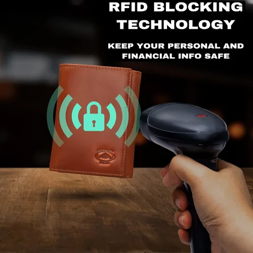 Miniatura 4 de Stealth Mode Trifold portafolios de piel RFID bloqueo, bolso para hombres