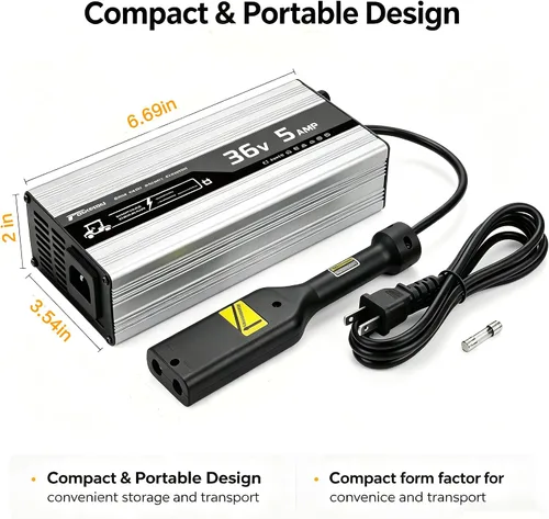 Miniatura 7 de Cargador de batería de carrito de golf de 36V 5A para EZGO TXT, cargador inteligente durante la noche con apagado automático, cargador compacto