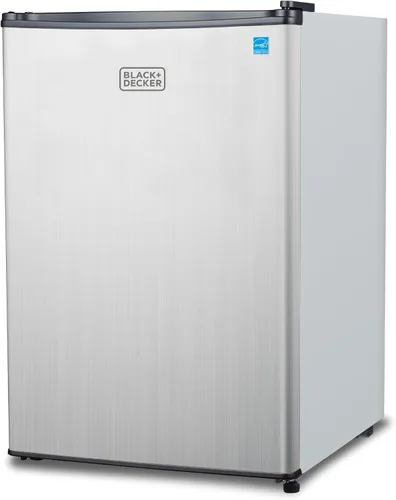 BLACK+DECKER Refrigerador compacto de 2.5 pies cúbicos, certificado ENERGY STAR, mini refrigerador de una sola puerta con compartimento enfriador,
