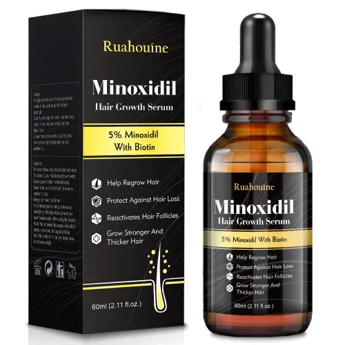 Ruahouine Tratamiento para el crecimiento del cabello para más grueso, 5% de minoxidil biotina aceite de suero para el crecimiento del cabello para