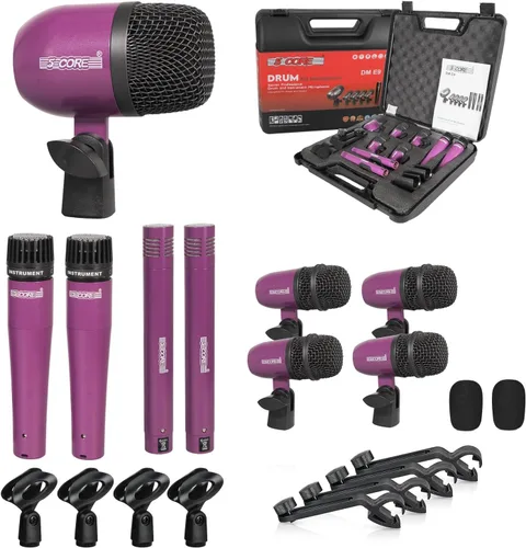 Miniatura 11 de 5 CORE Juego de micrófonos de batería de 9 piezas con 5 micrófonos de percusión dinámicos Kick Bass, Tom/Snare y 4 condensadores Hi Hat & Platillos