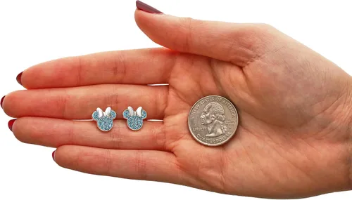Miniatura 5 de Disney Minnie Mouse Jewelry, Sterling Silver Pave Birthstone Crystal Stud Earrings