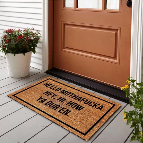 Miniatura 2 de Divertido tapete de coco – Hello Mothafucka Welcome Front Porch Decor – Alfombra personalizada con respaldo de PVC resistente – Tapete