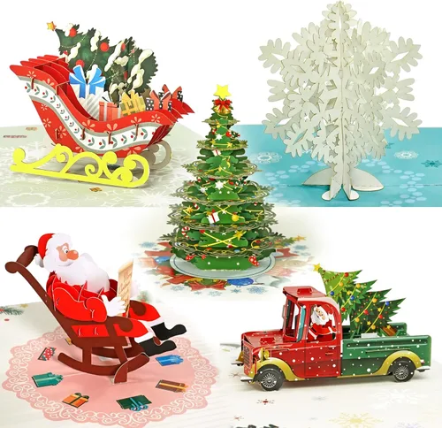 Miniatura 9 de CUTPOPUP - Tarjeta de felicitación con diseño de cardenal, Feliz Navidad, Navidad 3D, Año Nuevo, tarjeta de felicitación (cesta de cardenal)