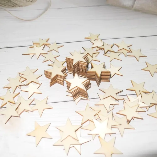 Miniatura 5 de HADDIY Estrellas pequeñas de madera de 1 pulgada para manualidades, 200 piezas de adornos de madera sin terminar para hacer banderas de madera
