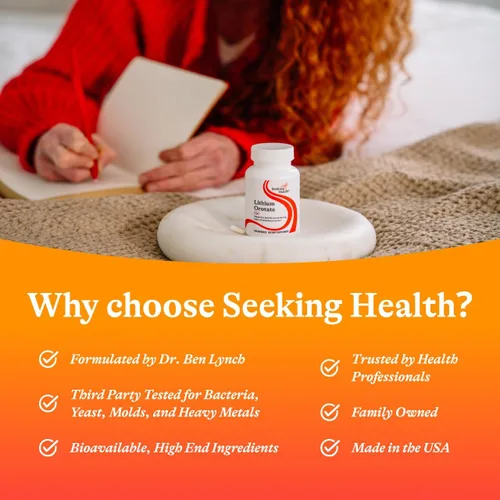 Miniatura 6 de Seeking Health Orotato de litio, suplemento mineral que apoya la salud y la memoria del cerebro, fórmula sin OMG y sin gluten con baja porción