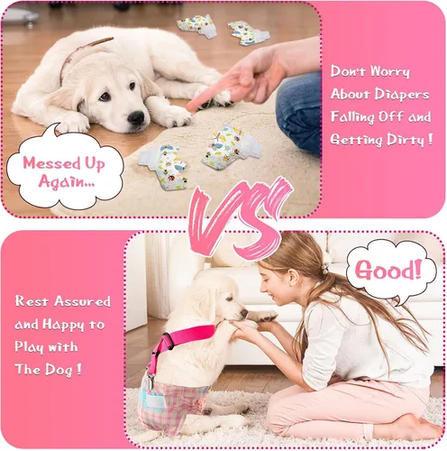 Miniatura 3 de Nuanchu 2 piezas de tirantes para perro para pañales hembra, macho, pañal con tirantes para el vientre canino, arnés en tu mascota, falda y vestido