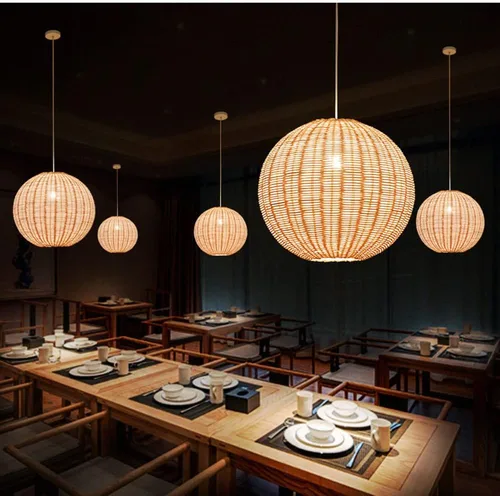 Miniatura 3 de Moderno globo de cocina americana, lámpara colgante tejida a mano, bola de mimbre, lámpara colgante, decoración del hogar, accesorios de iluminación