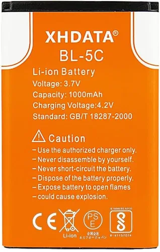 Miniatura 3 de XHDATA BL-5C Batería 3.7V 1000mAh Batería recargable de gran capacidad para radio para el hogar con protección actual 2 piezas (naranja)