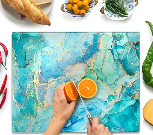 Miniatura 15 de Tabla de cortar de vidrio Kitchenville 16"x12": Protector de encimera de vidrio templado para cocina - Duradero - Resistente a los arañazos, a