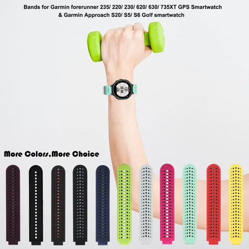 Miniatura 7 de Para Forerunner 220/230/235/235 Lite/620/630/735XT silicona repuesto reloj pulsera correa correa para Forerunner 235 Smartwatch hombres mujeres