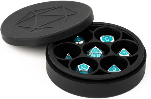 FanRoll by Metallic Dice Games - Estuche redondo de silicona para dados: negro, juego de rol, accesorios de dados para Calabozos y Dragones