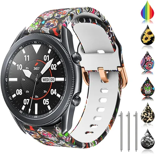 Miniatura 20 de Correa de reloj floral de 0.866 pulgadas compatible con Samsung Galaxy Watch 3 de 1.772 pulgadas/Gear S3 Frontier/Classic, correa de silicona