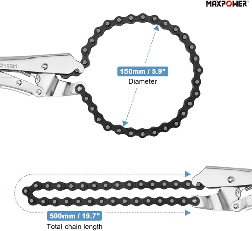 Miniatura 2 de MAXPOWER Abrazadera de cadena de bloqueo de 9 pulgadas con cadena de 19.7 pulgadas, paquete de 2
