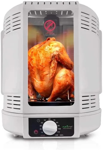 NutriChef Horno giratorio vertical para cubierta con asador rotativo - Máquina giratoria para shawarma/kebab con pincho y estante, torre de cesta,