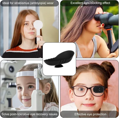 Miniatura 7 de Parche para ojos, diseño de contorno de ojos 3D, de silicona, lavable, con diseño de ventosa, para todos los anteojos, adultos y niños