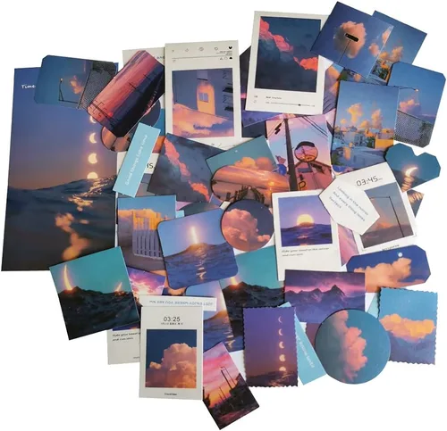 Miniatura 3 de Kawaii Washi - Juego de calcomanías con imagen ligera, puesta de sol, paisaje, cielo soleado, caramelo, cosas verdes, calcomanías decorativas