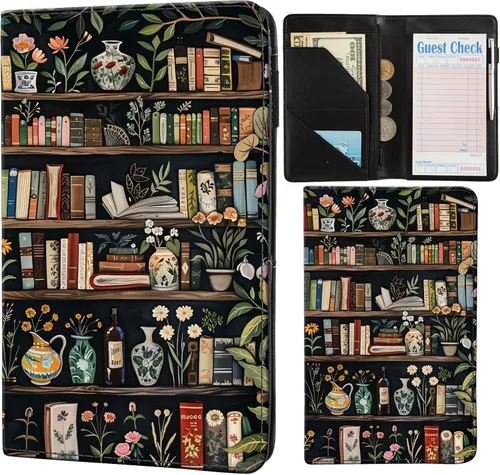 Miniatura 9 de Libretas para camarera de AIRMORS, con bolsillo con cremallera, libreta de cuero para camarera, cartera organizadora de dinero para camarero