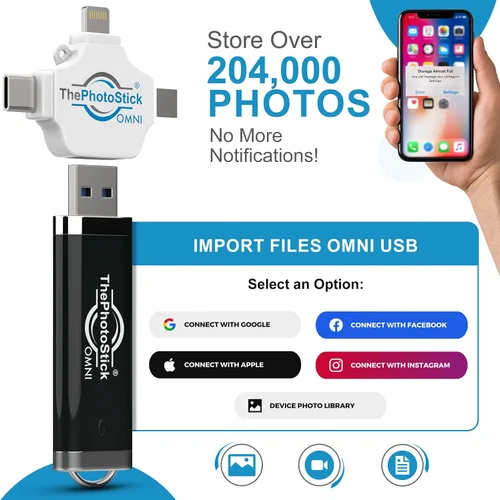 Miniatura 4 de ThePhotoStick® Omni 128 GB (paquete de 2) - Copia de seguridad y transferencia de fotos y video Organizador de archivos digital Conexión USB