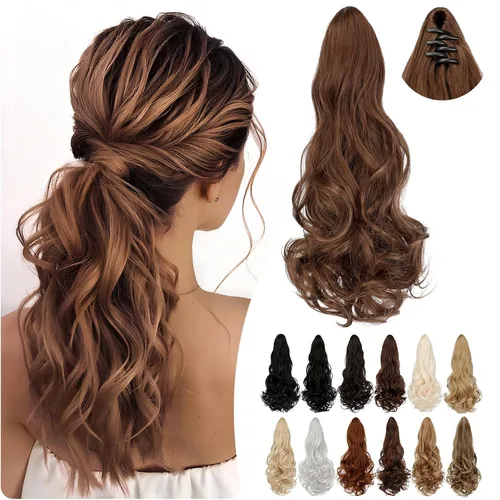 Miniatura 9 de Extensión de cola de caballo de 18 pulgadas, 20 pulgadas, larga, rizada, ondulada, recta, con clip, de aspecto natural, extensión de cabello