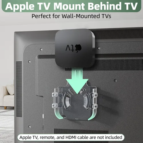 Miniatura 6 de Soporte para Apple TV detrás de TV - Soporte para Apple TV (incluidos los modelos 4K) 3 opciones de instalación con adhesivo, colgar y tornillos