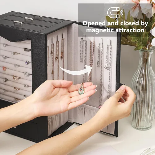 Miniatura 3 de Homde Organizador de joyas con ganchos transparentes para collares de ventana, regalo para mujeres, caja de joyería para collares, anillos, aretes