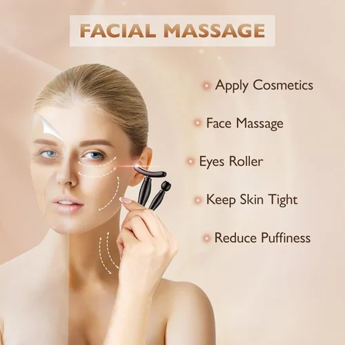Miniatura 3 de LISAPACK Varita aplicadora de crema de ojos de metal, herramienta masajeadora para masaje facial, reduce la hinchazón (champán)