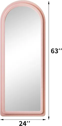 Miniatura 2 de Espejo de Piso, Espejo de Cuerpo Entero con Soporte, 63"x24" Espejo Arqueado Independiente de Cuerpo Entero para Colgar o Apoyar, Espejos de Pared