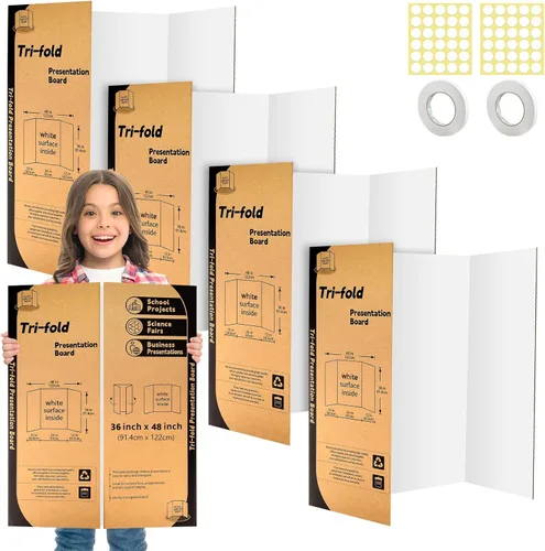 Miniatura 8 de Paquete de 2 tableros de póster plegables de 48" x 36", tableros de póster blancos de una sola cara IKAYAS, tableros de exhibición para feria