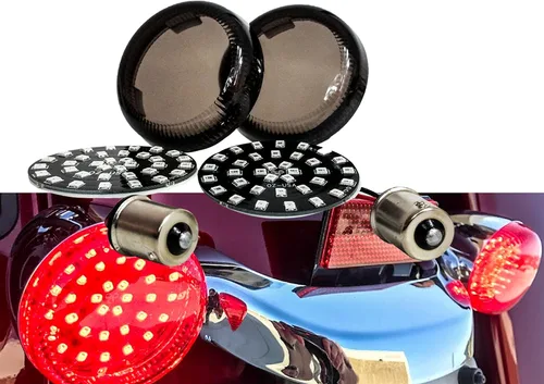 OZ-USA Lente de humo de señal de giro LED de filamento de contacto único estilo Deuce (bombilla 1156, LED rojo)