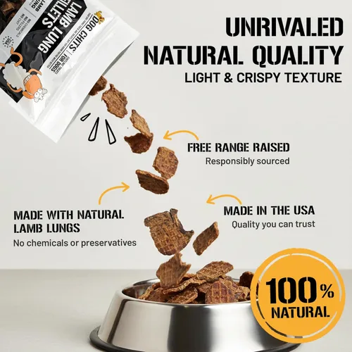 Miniatura 5 de Dog Chits Filetes de pulmón de cordero para perros y cachorros, golosinas bajas en grasas, altas en proteínas, de un solo ingrediente, rebanadas