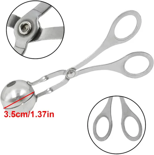 2 piezas de acero inoxidable para hacer bolas de albóndigas, bolas de carne, no se pegan, para hacer bolitas de carne, moldes para tartas, pinzas de