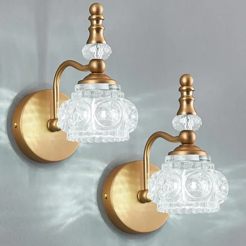 Moderna lámpara de cristal de cristal para tocador, accesorios de iluminación vintage sobre espejo, paquete de 2 luces de tocador G9 (7.87 pulgadas,