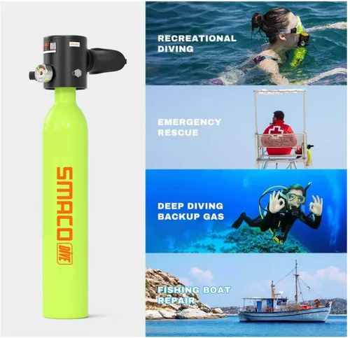 Miniatura 6 de SMACO Mini Scuba Tank 0.5L Handheld Diving Tank with DOT Marked Reusable Lung Air Tank Diving Cylinder for Underwater Exploration Emergency Rescue