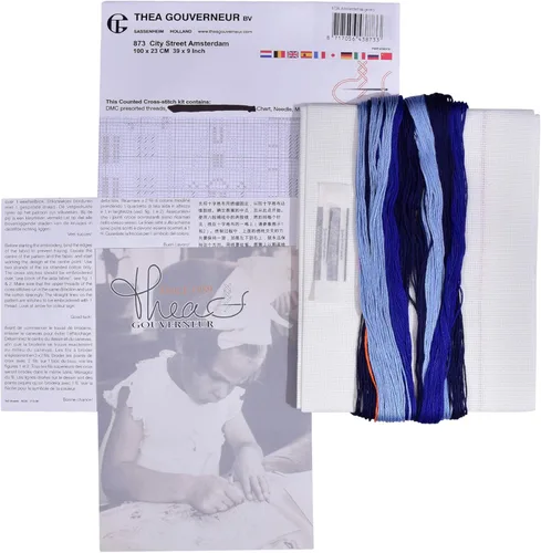 Miniatura 3 de Thea Gouverneur - Kit de punto de cruz con cuentas - City Street Amsterdam - Aida - 16 unidades - Kits de bordado para adultos - Manualidades